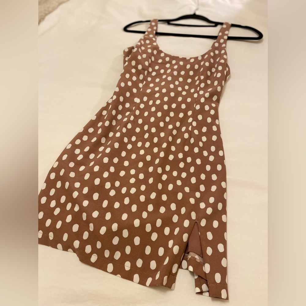 90s Tank Mini Dress — dusty pink with polka dots